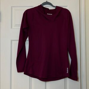 Reebok Burgundy Long Sleeve Hooded Shirt